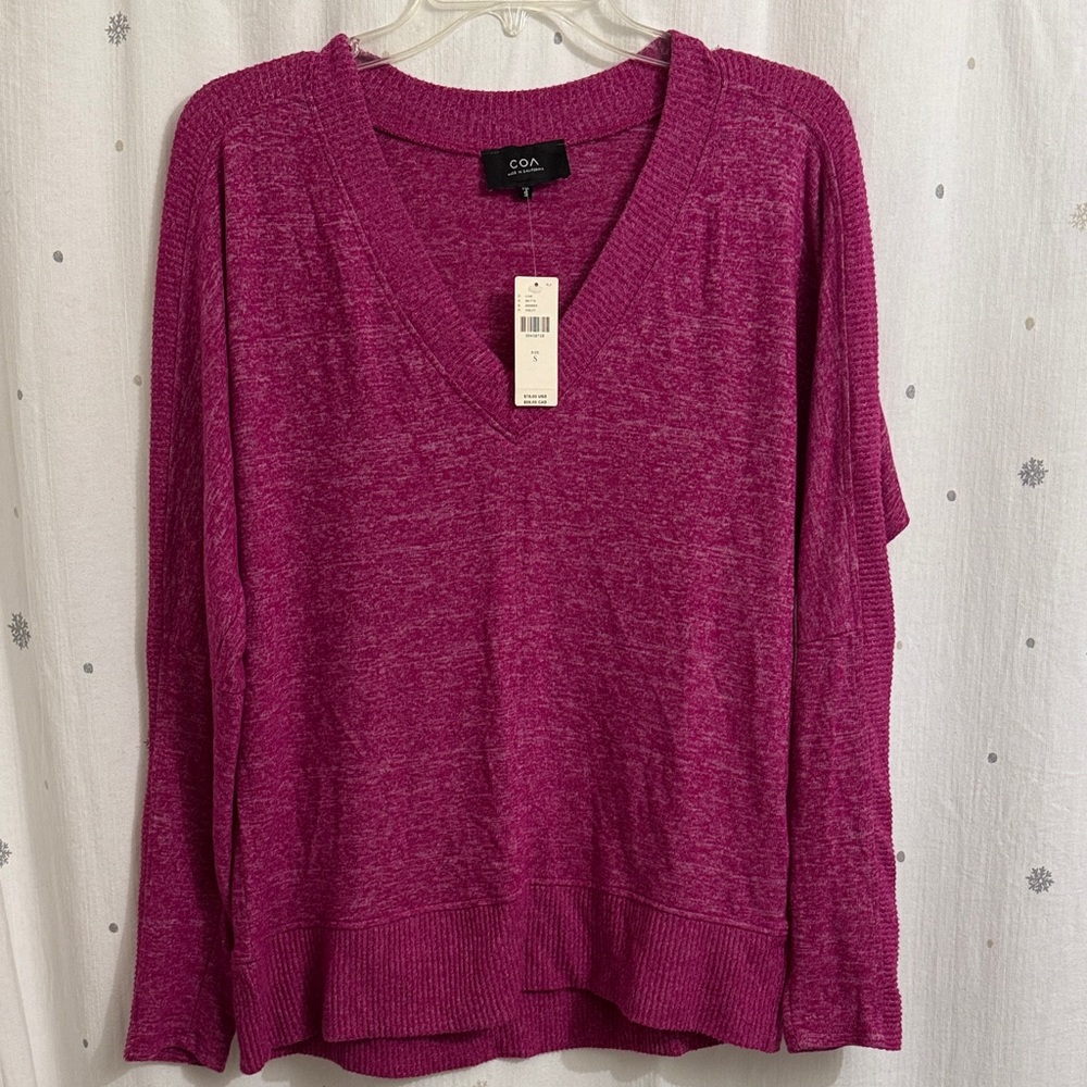 Anthro COA Collection Fuschia V-Neck Sweater